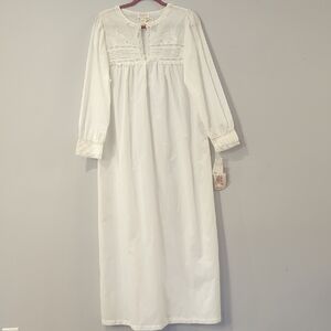 NWT Vintage Barbizon Nightgown White Lace Long Sleeve
